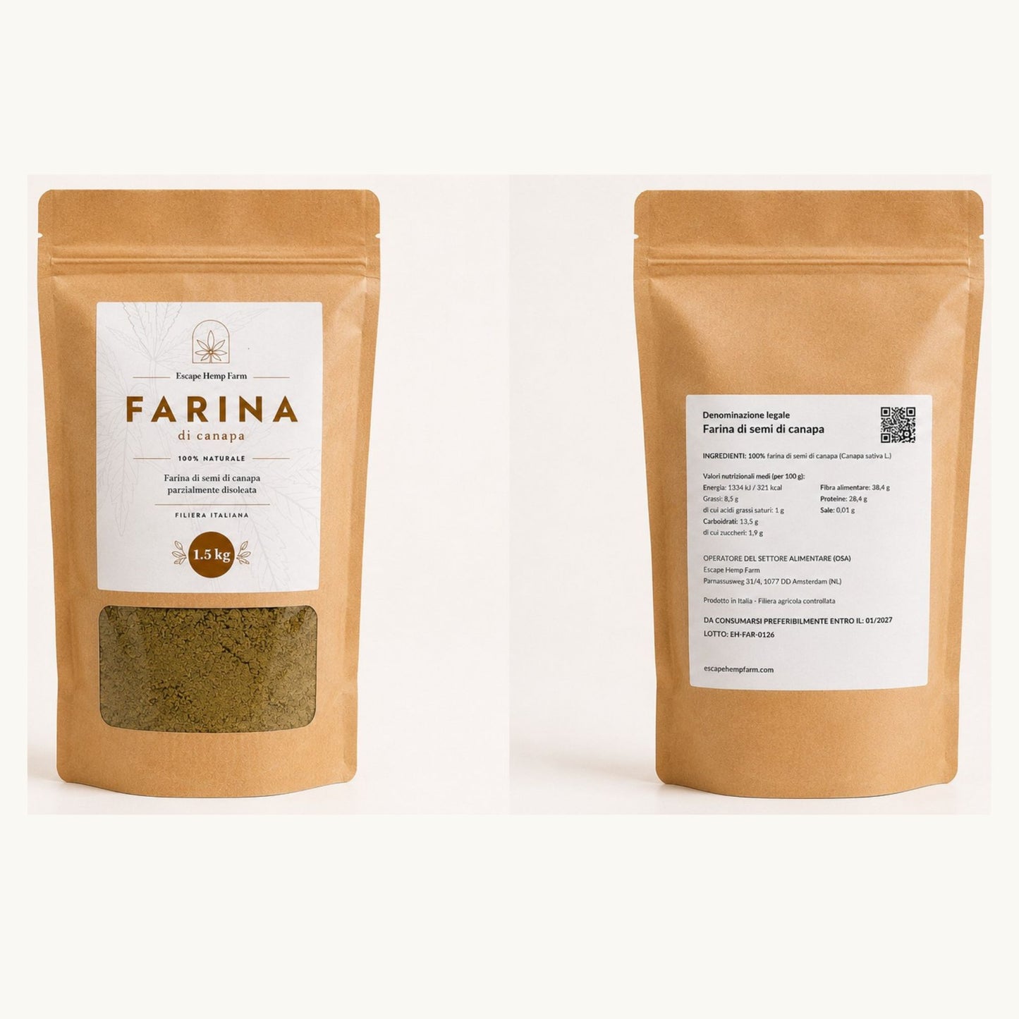 Farina Integrale di Semi di Canapa 1.5kg – Escape Hemp Farm