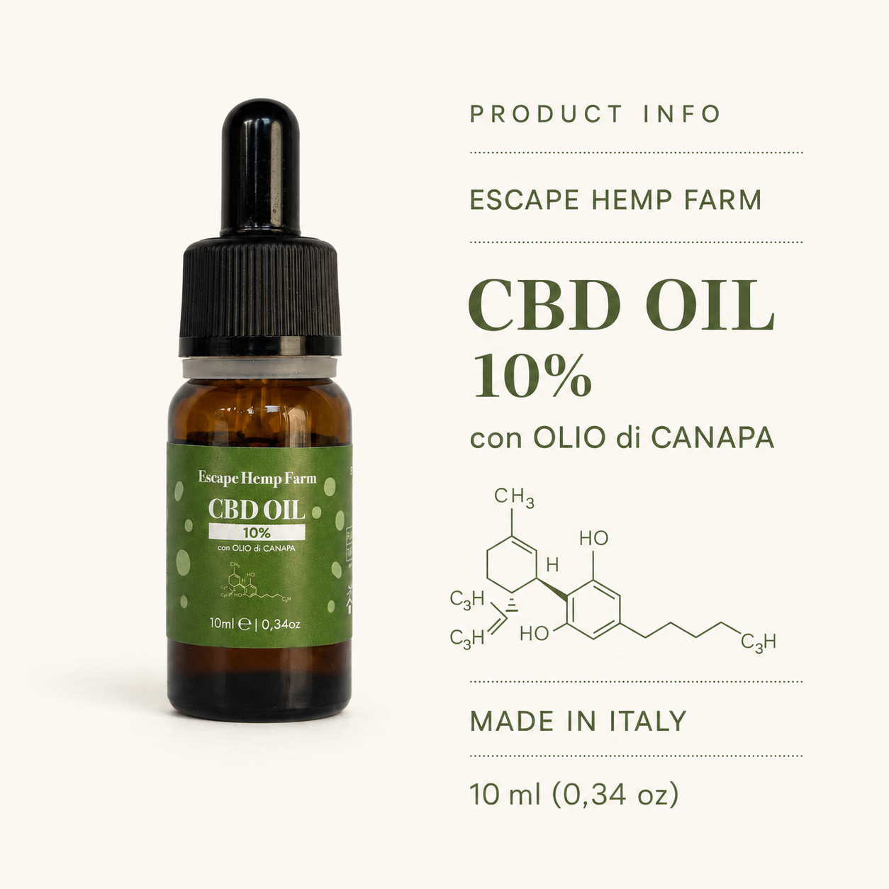 Olio CBD 10% in olio di semi di canapa – Escape Hemp Farm