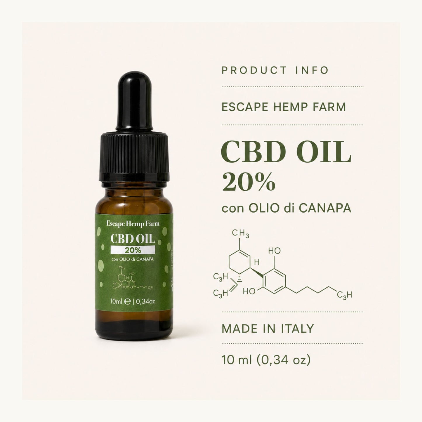 Olio CBD 20% in olio di semi di canapa – Escape Hemp Farm