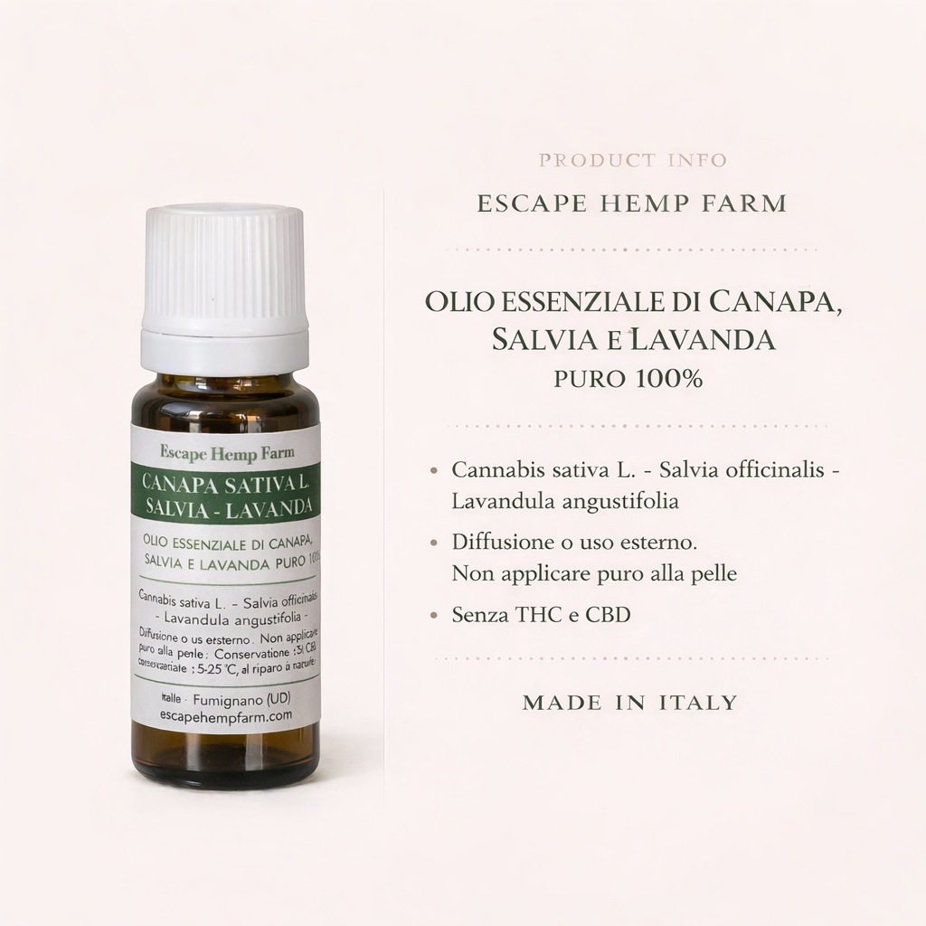 Olio Essenziale di Canapa, Salvia e Lavanda – Escape Hemp Farm