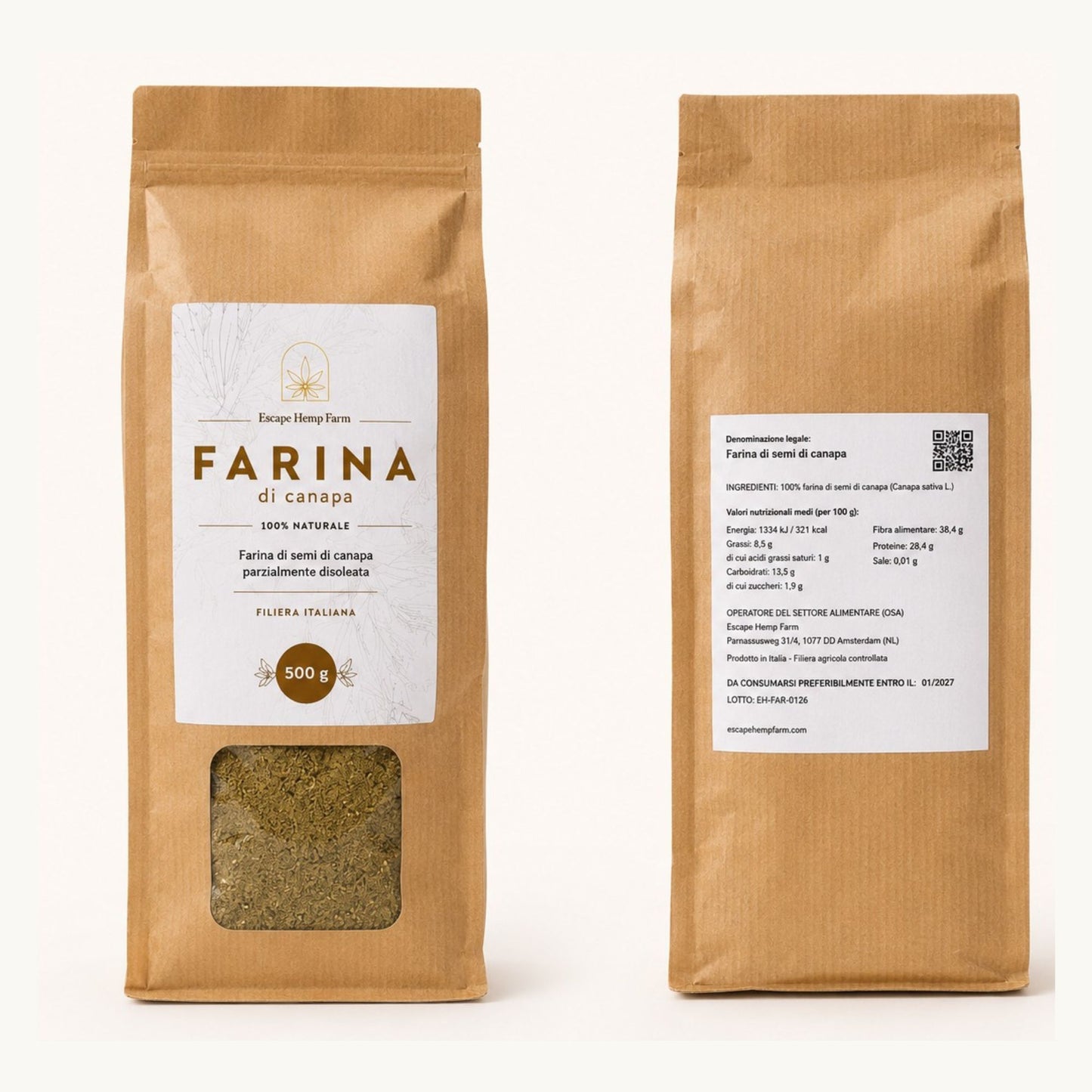 Farina Integrale di Semi di Canapa 500g – Escape Hemp Farm